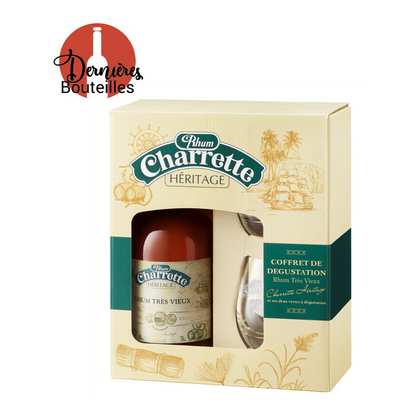 CHARRETTE RHUM TRES VIEUX + 2 VERRES